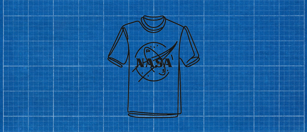 drawing of nasa tee on graph paper
